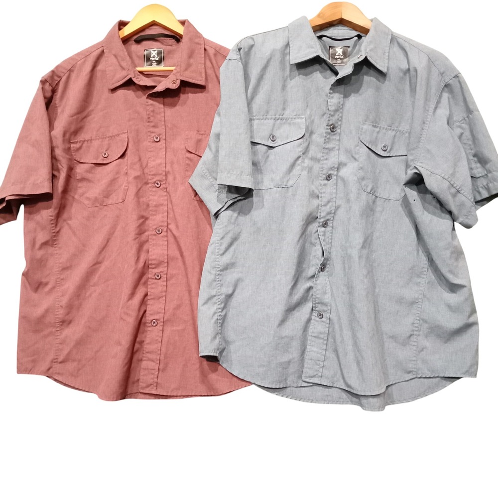 Lot of 2 Vertx VTX1520 Mens 2XL Tactical Short Sleeve Shirts Burgundy Blue 37.5